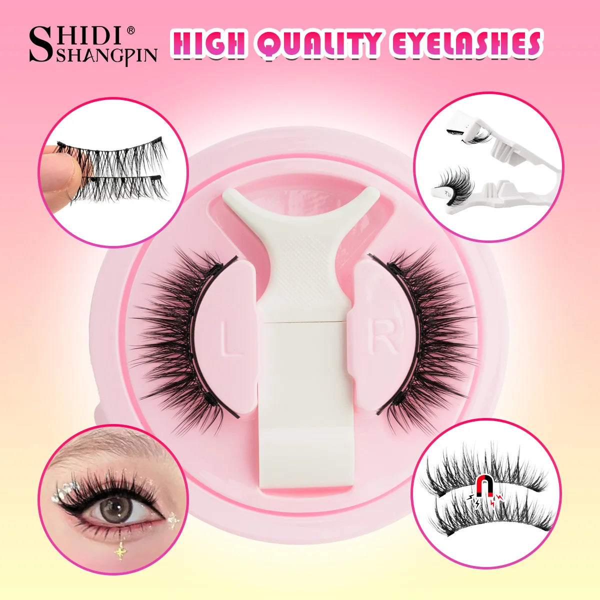 Manga Magnetic Eyelashes Reusable Cat Eye Magnetic Lashes Sensitive Eye Friendly Natural Curler Cosplay False Lashes Makeup Tool Vue