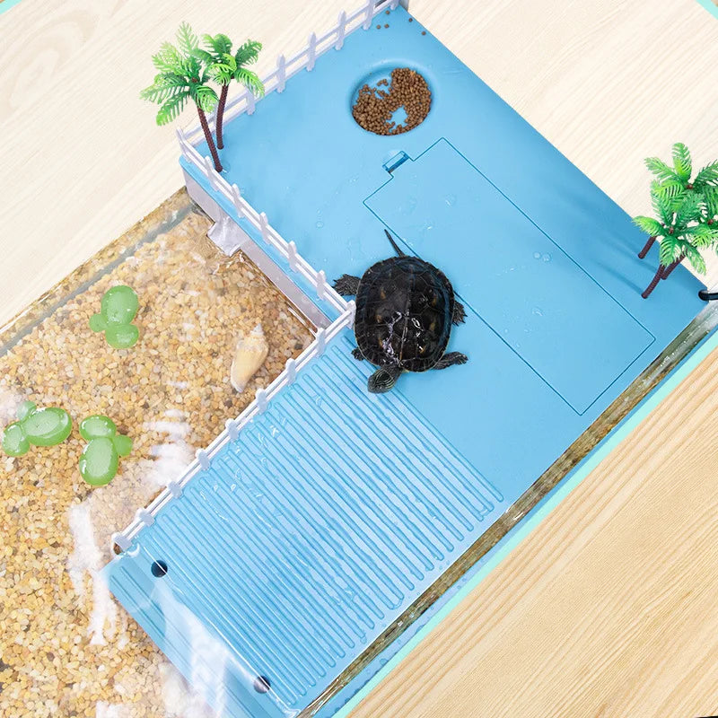 Reptile Tortoise Terrace Turtle Tank Floating Basking Platform Turtle Pier Terrapin Dock Reptile Ramp Platform with Water Pump Vue