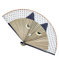 1 Pcs Chinese Style Handmade Bamboo Wooden Cartoon Cat Patterns Fan Crafts Folding Fan Silk Fan Home Decoration Abanicos De Mano Vue brown