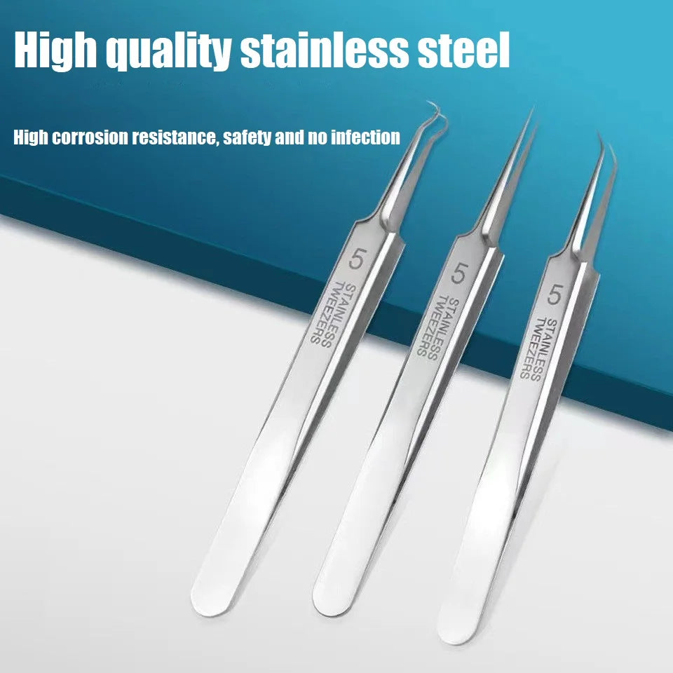 Pro Ultra Fine No.5 Blackhead Remover Tweezers Acne Pimple Needle Deep Facial Cleansing Clip Set Available Home Skin Care Tool Vue