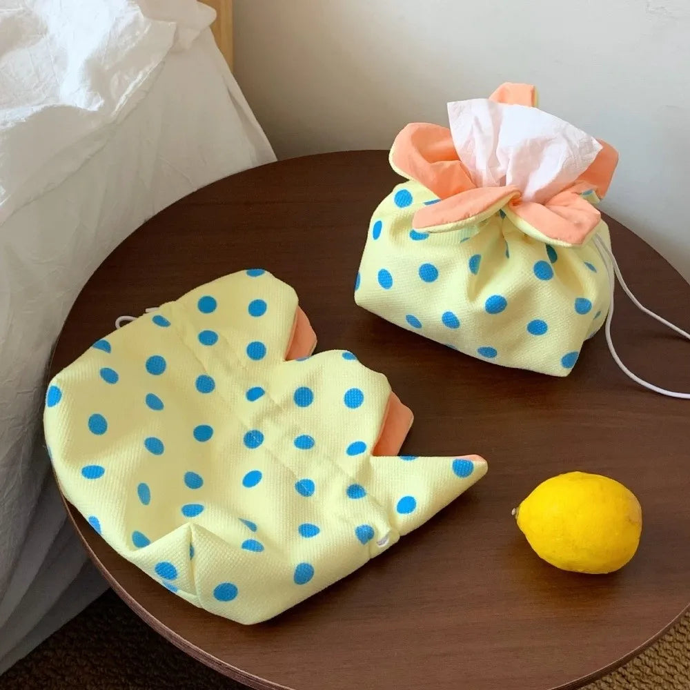 Creative Lightweight Flower Tissue Box Canvas Multipurpose Tissue Storage Bag Soft Decorative Portable Tissue Pouch Office Vue