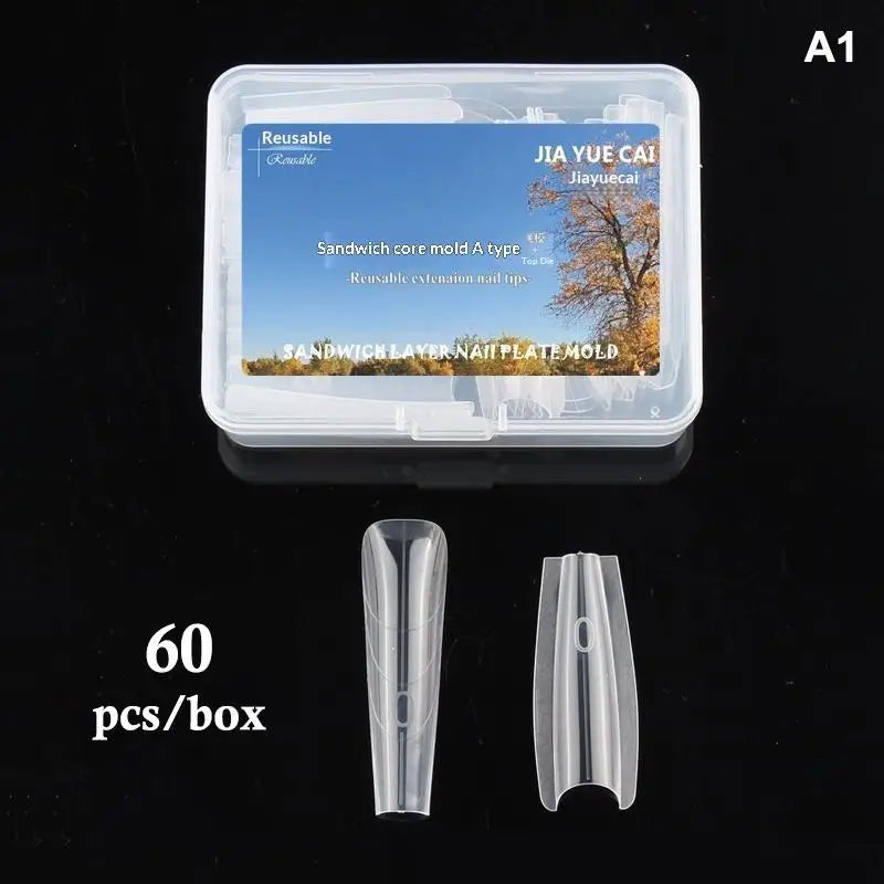Nail Extensions Dual Forms 60Pcs Almond Round Shape Suitable for Creating Beautiful Nail Art at Home Vue A1