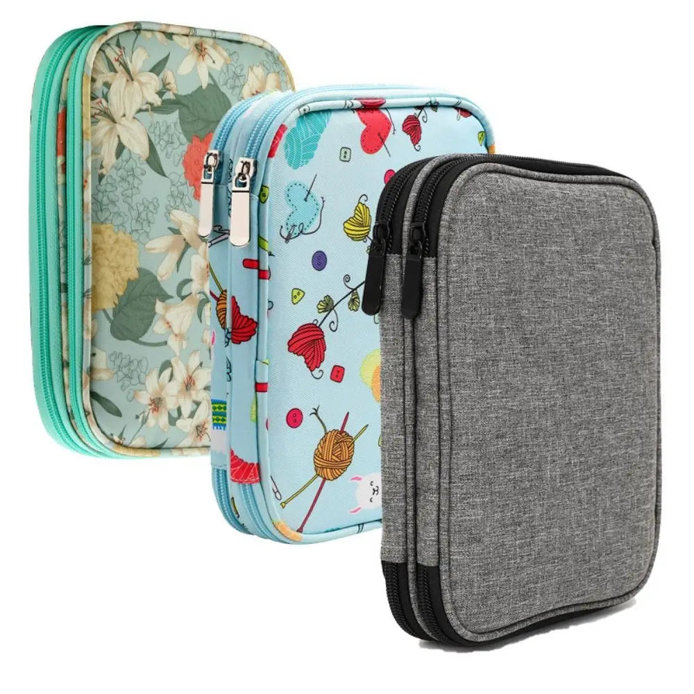 Portable Knitting Needles Case Oxford Fabric Durable Crochet Needle Bag Colorful Zipper Crochet Hooks Storage Bag Vue