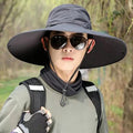 Large Brim Sun Hat UV Protection Breathable Detachable Mesh Cap Foldable Men And Women Outdoor Fishing Hiking Beach Caps Vue Dark gray