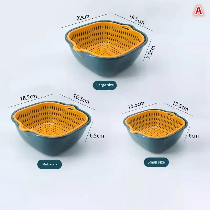 Double-layer Kitchen Sink Colander for Fruits and Vegetables Featuring Multi-purpose Usability for Easy Cooking Vue A