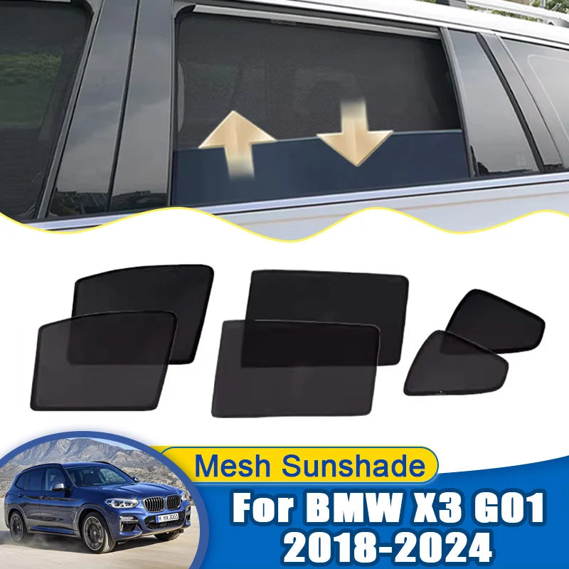 For BMW X3 G01 2018-2024 2019 2020 2021 2022 2023 Car Mesh Sunshade Windshield Visor Sunscreen Privacy Curtains Auto Accessories Vue