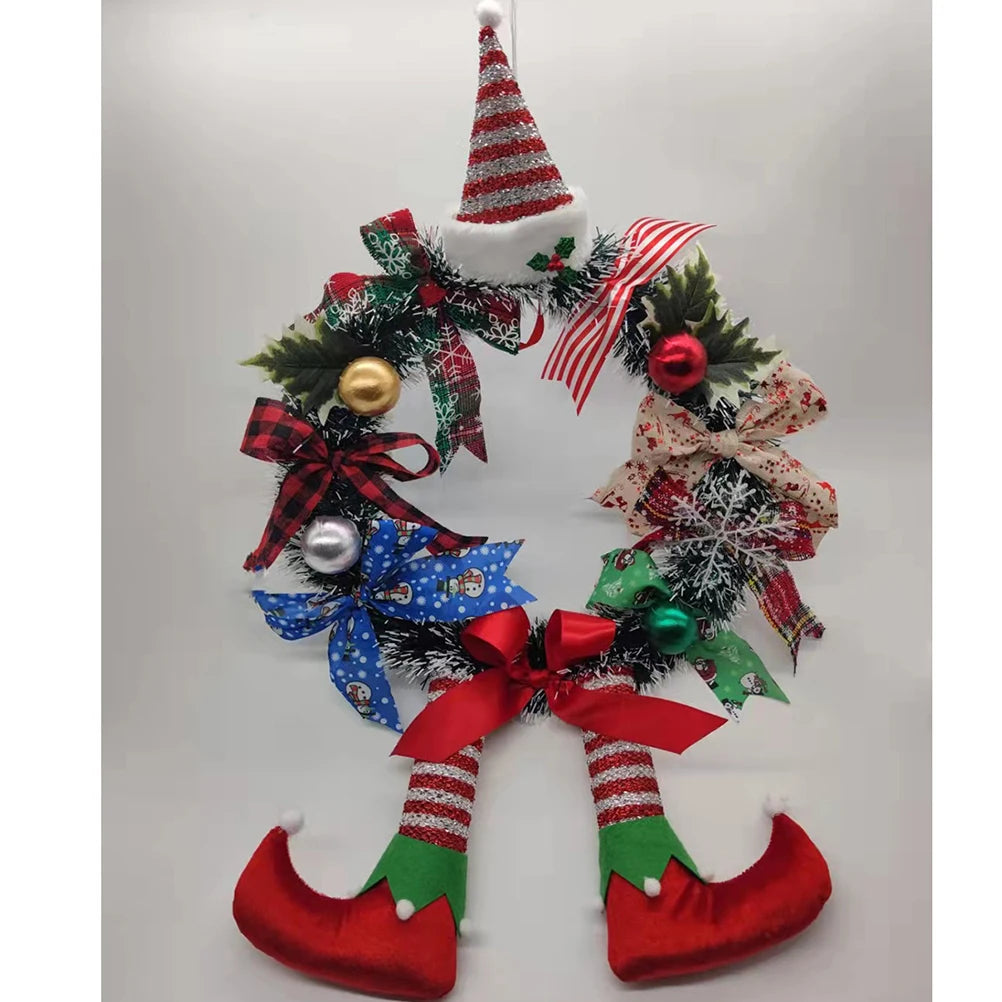 Cartoon Christmas Wreath Clown Bows Door Wreath Cute Ornament Christmas House Wall Hanging Wreath new year Christmas Decoration Vue