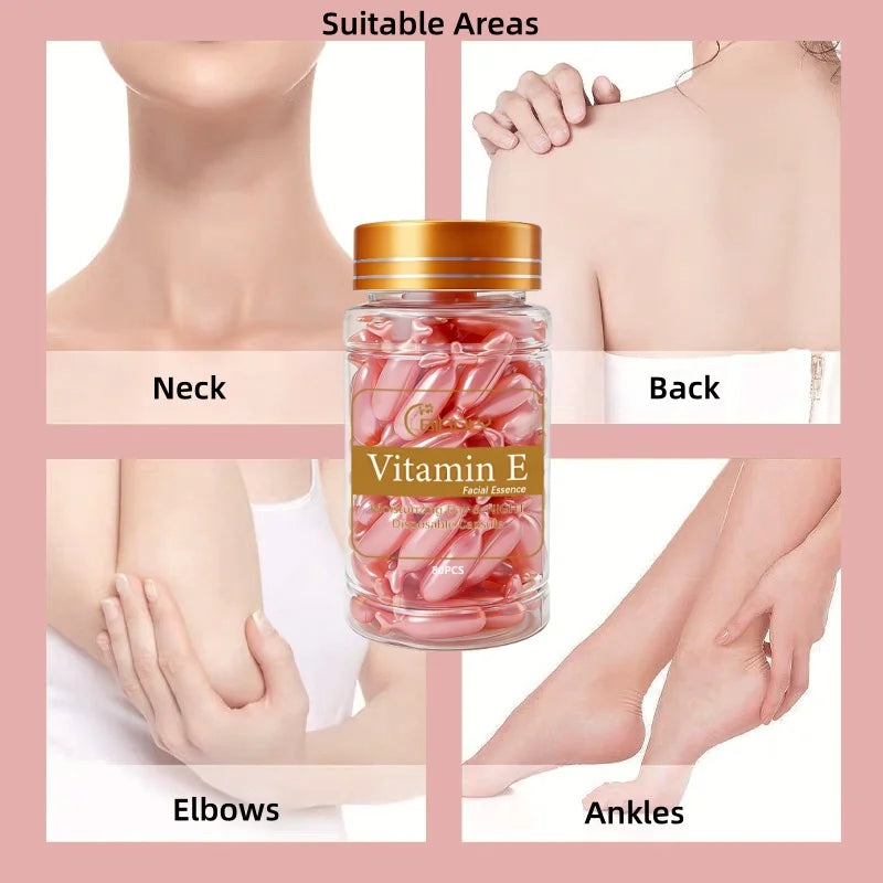 80 Capsules of Vitamin E Facial Essence, Day and Night Moisturizing, Deeply Hydrating, Leaving Skin Soft and Supple, Pink Capsule Packaging, Safe and Hygienic, Easy to Carry Vue