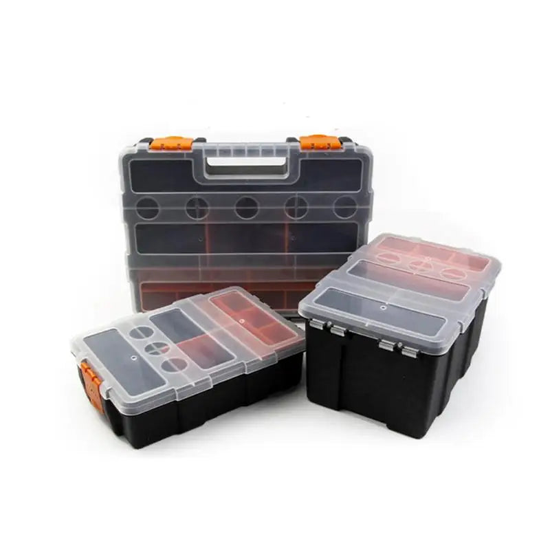 Multi Section Plastic Toolbox with 25 Grids Portable Hardware Storage Compartment for DIY Home Sewing Workshop Vue