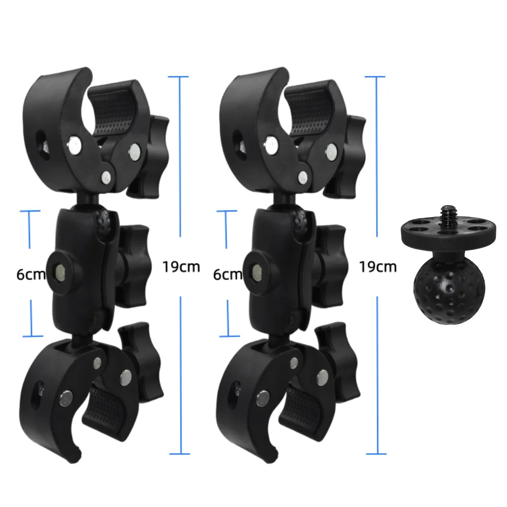 Double Head Clamp Kit For Insta360 X5 X4 X3 Motorcycle Bicycle Double Clip Bracket for GoPro 13 12 Action Camera Accessories Vue Set 3