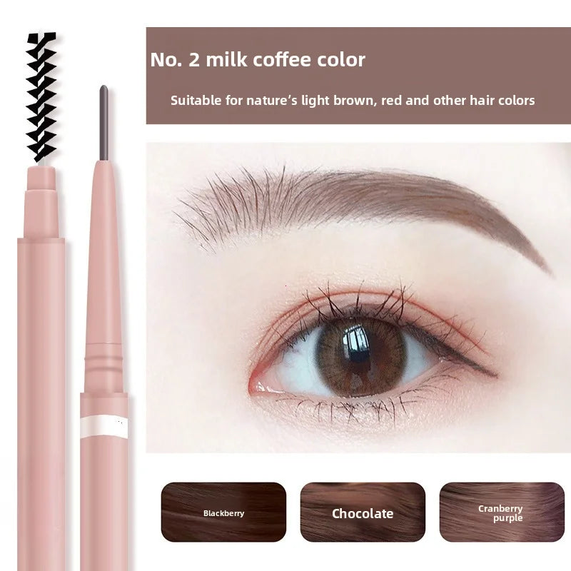 1pc 1.5mm Ultra Fine Double-Ended Eyebrow Pencil Waterproof Sweat-proof Long Lasting Professional Eye Makeup For Women Vue X2