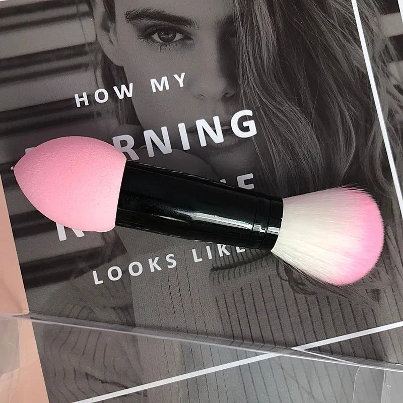 1pc Professional blusher brush Nylon Make up Brushes Two Head Metal Cosmetic Tools with Sponge Pink Color drop shipping Vue Pink