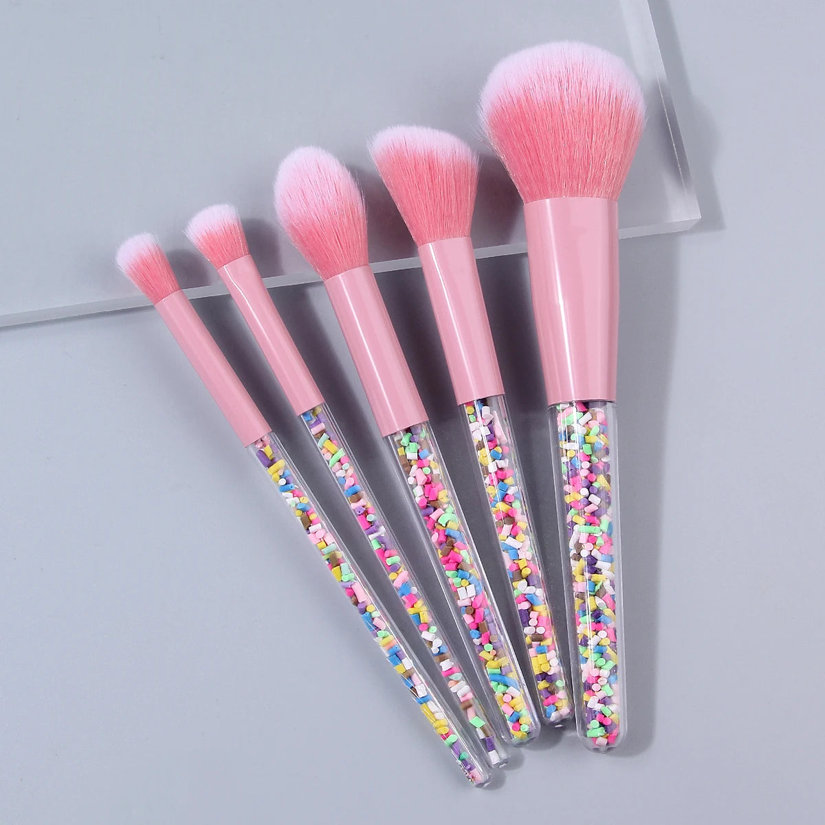 5PCS Candy Sprinkle Makeup Brushes Set Pink Soft Synthetic Brushes for Face & Eye Vue