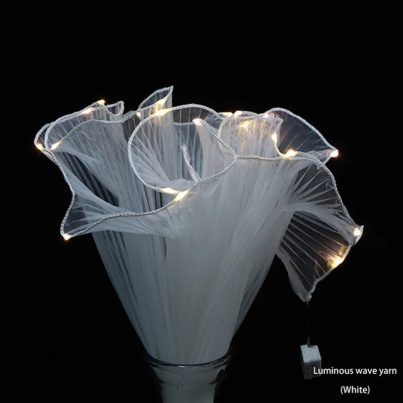 White Light Floral Wrapping Paper Wrinkled Design Bouquet Gift Packaging Decoration Vue