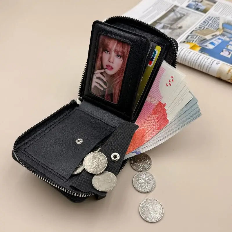 1PC Men Wallets Leather Zipper Purse Man Slim Card Horders Quality Male Short Multi-card Wallet Coin Pocket Purse Vue