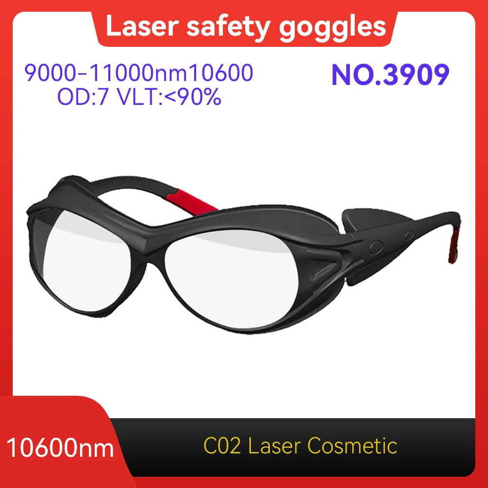 Laser Safety Glasses CE EN207 9000-11000nm OD6+Hard PC Lens Eyewear for Wood Acrylic CO2 Laser Cutting Machine Laser Goggles Vue Model 3909 OD7