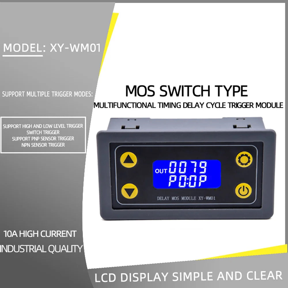 DC 6-30V Time Delay Relay Module Programmable Timer Relay Control Switch Circuit Timing Trigger Cycle with LCD Digital Display Vue
