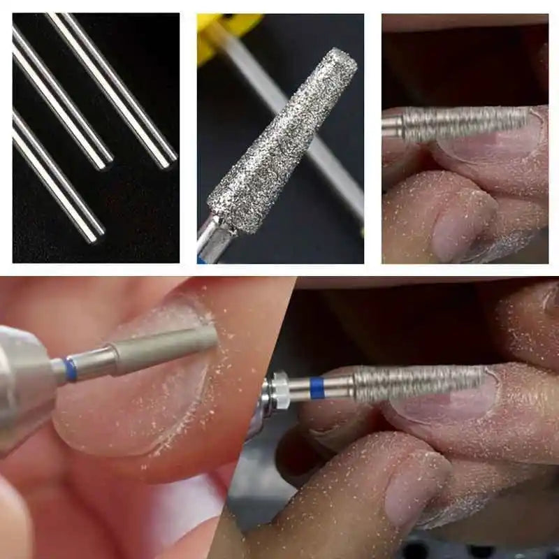 4PCS Tapered Diamond Nail Drill Bits Cuticle Clean Milling Cutter for Electric Manicure Drill Nails Accessories Vue
