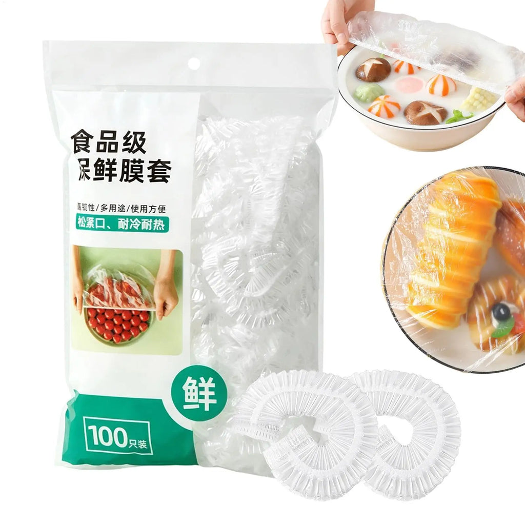 100pcs PE Airtight Reusable Elastic Food Covers Bowl Wrap for Sourdough Fruit Dough Leftover Home Outdoor Meal Prep Bowl Cover Vue