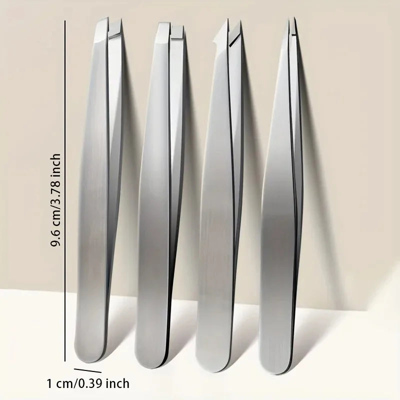 4pcs Professional Tweezers Set - Perfect For Eyebrow Hair Removal, Splinter & Ingrown Hair Removal & For Men & Women Vue