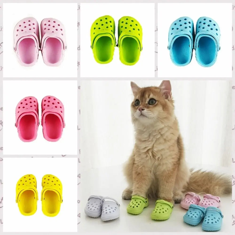 1 Pair Pet Beach Shoes Non-slip Pet Sandals Comfortable Breathable Dog Hole Shoe Soft-soled EVA Dog Rain Boots for Cats Vue