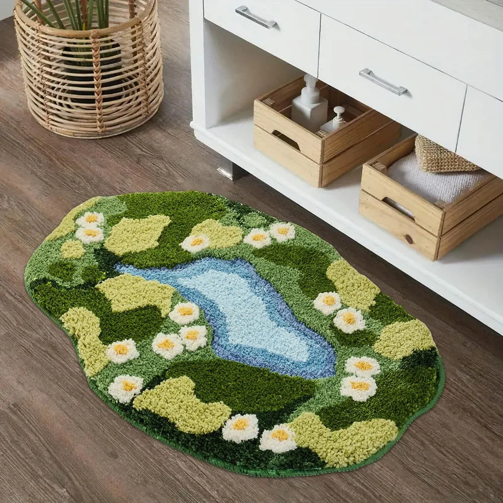 Decorative Absorbent Simulated Moss Bath Mat Non Slip Soft Moss Rug Thickened Cashmere-like Bedside Small Carpet Bathroom Vue