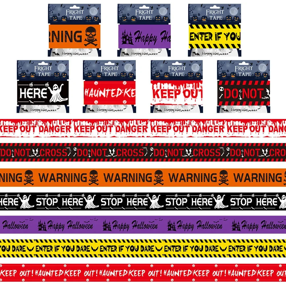 6Mx8CM Halloween Warning Tape Signs Halloween Props Danger Warning Line New Isolation Belt Sign Party Outdoor Garden Decor Vue