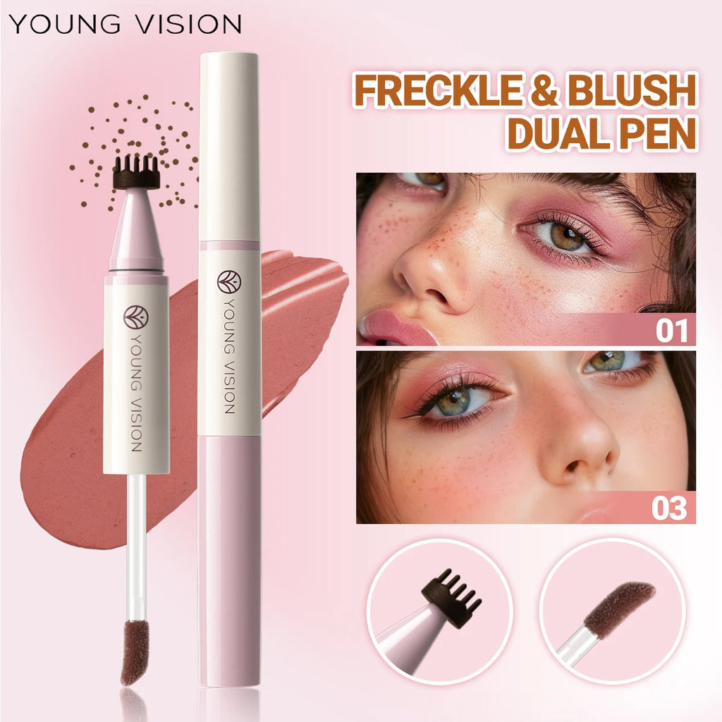 YOUNG VISION 4-color double head seal freckle powder blusher makeup pen matte durable liquid powder blusher Vue