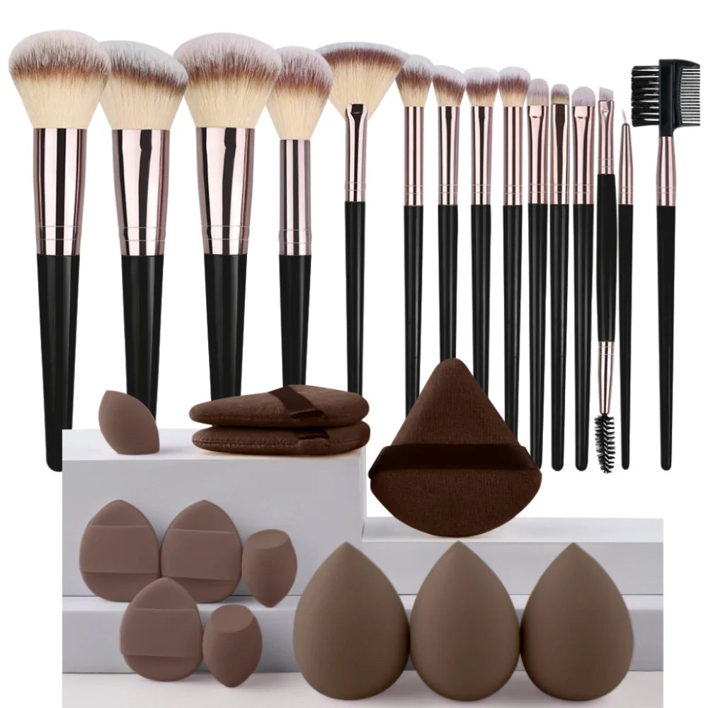 3-20pcs Makeup Brushes Set Kabuki Blending Beauty Tools for Foundation Concealer Powder Eyeshadow Blush Cosmetic Beauty Tool Vue 15BK-12BR