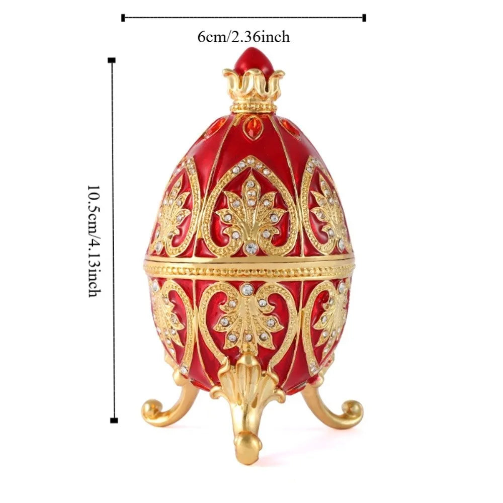 European Style Easter Egg Ornament Zinc Alloy Retro Egg Shape Storage Jar Tall Feet Egg Shape Jewelry Storage Box Craft Vue
