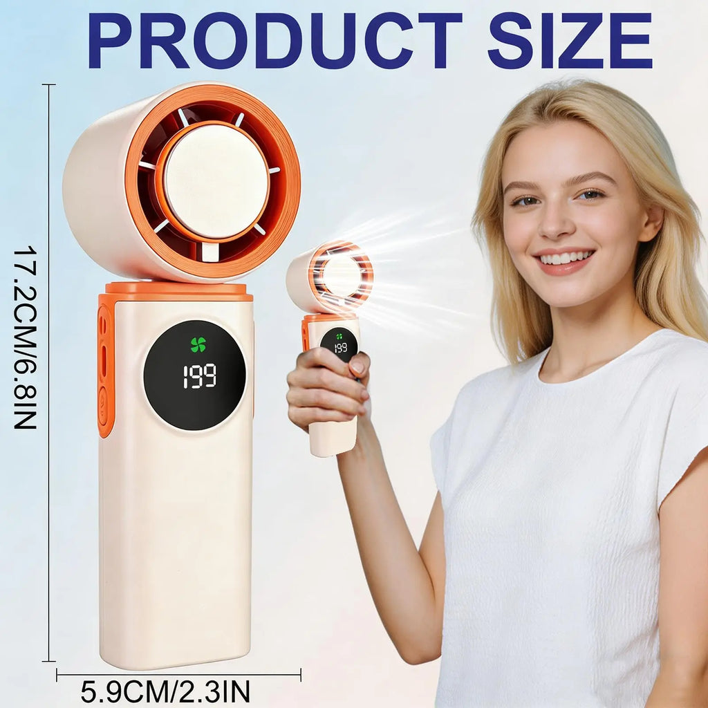 Portable Small Fan Powerful Handheld Fan with Cold Compress 0-199 Speed USB Rechargeable Travel Camping Outdoor Vue