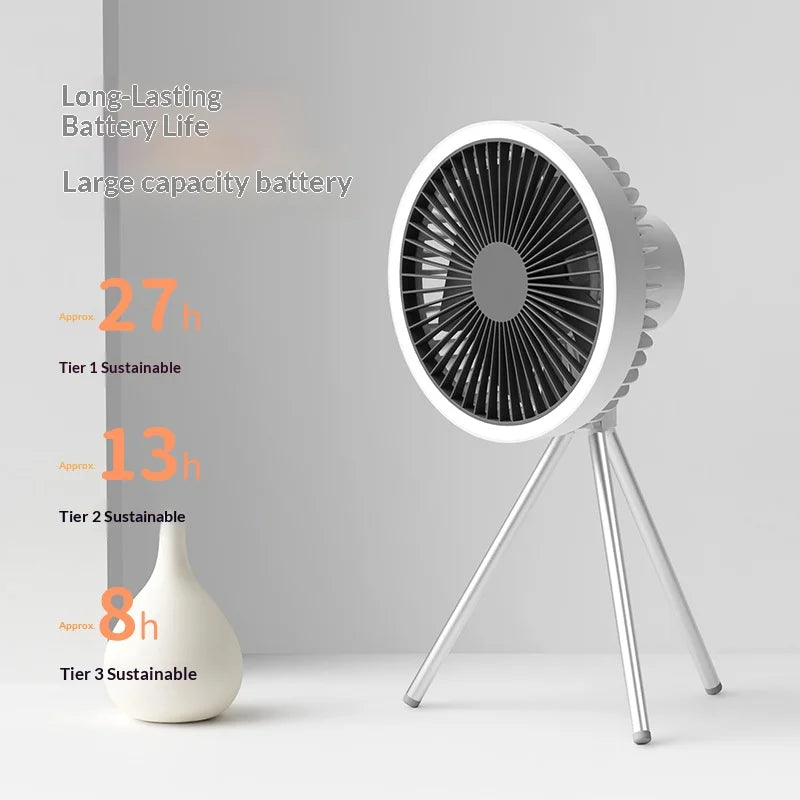 HOMEFISH Portable Rechargeable Camping Fan 4000mAh 10000mAh Wireless Ceiling Desktop Fan with Power Bank LED Light Vue