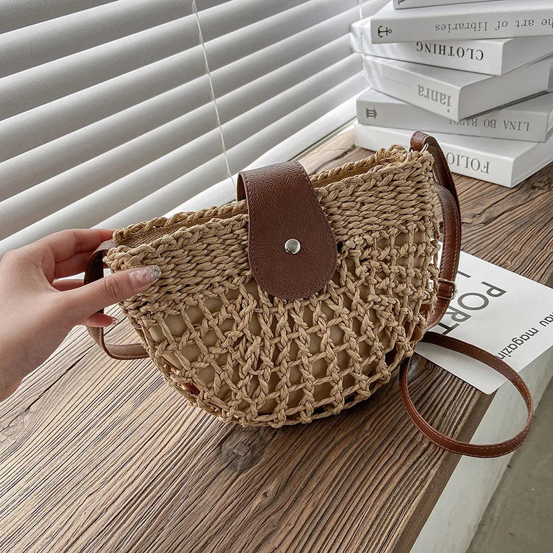 Fashion Straw Shoulder Messenger Bags Women's Hollow Designer Luxury