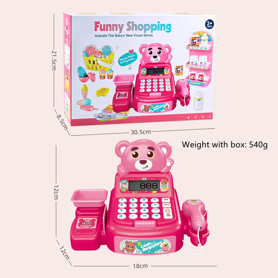 Cash Register Toys, Electric Simulate Supermarket Scan Educational Calculate Gifts for Kids with Sound Light Vue