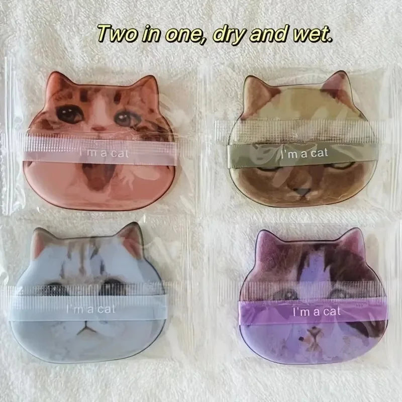 1pc Cute Cat Cosmetic Puff Air Cushion Powder Puff Soft Sponge Makeup Cosmetic Puff Dry Wet Dual-use Foundation Makeup Puffs Vue