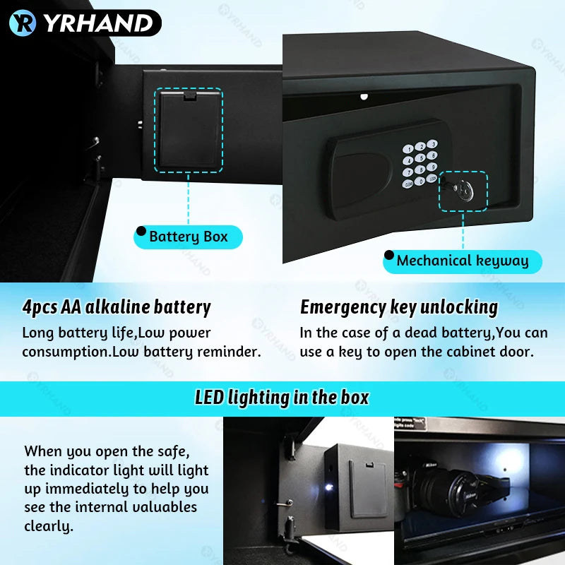 YRHAND Cashbox Ttlock app Hotel Room Safe Box electronic digital lock Good quality hotel safe box work with GoogleHome and Aleax Vue