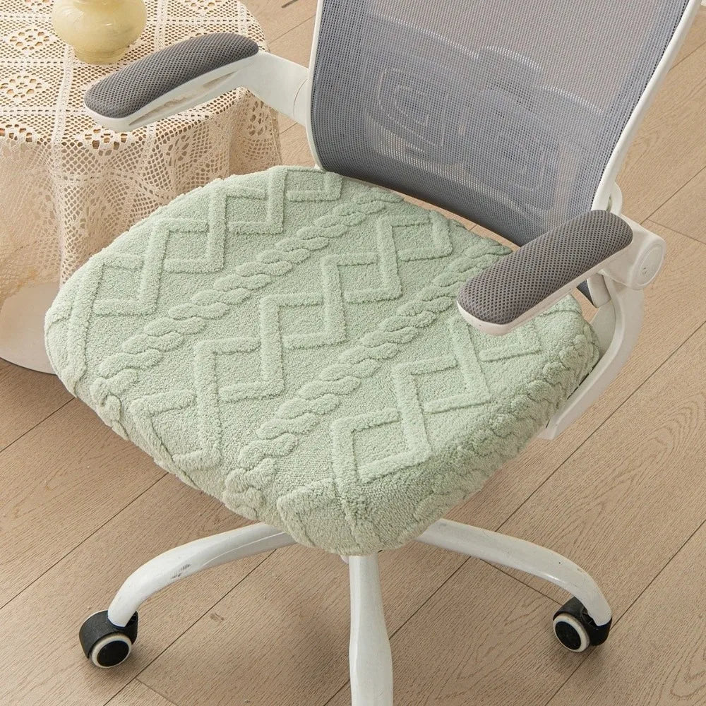 Soft Thickened Elastic Jacquard Chair Covers Anti-Slip Stretch Computer Chair Seat Dust-proof Removable Chair Slipcovers Kitchen Vue Green