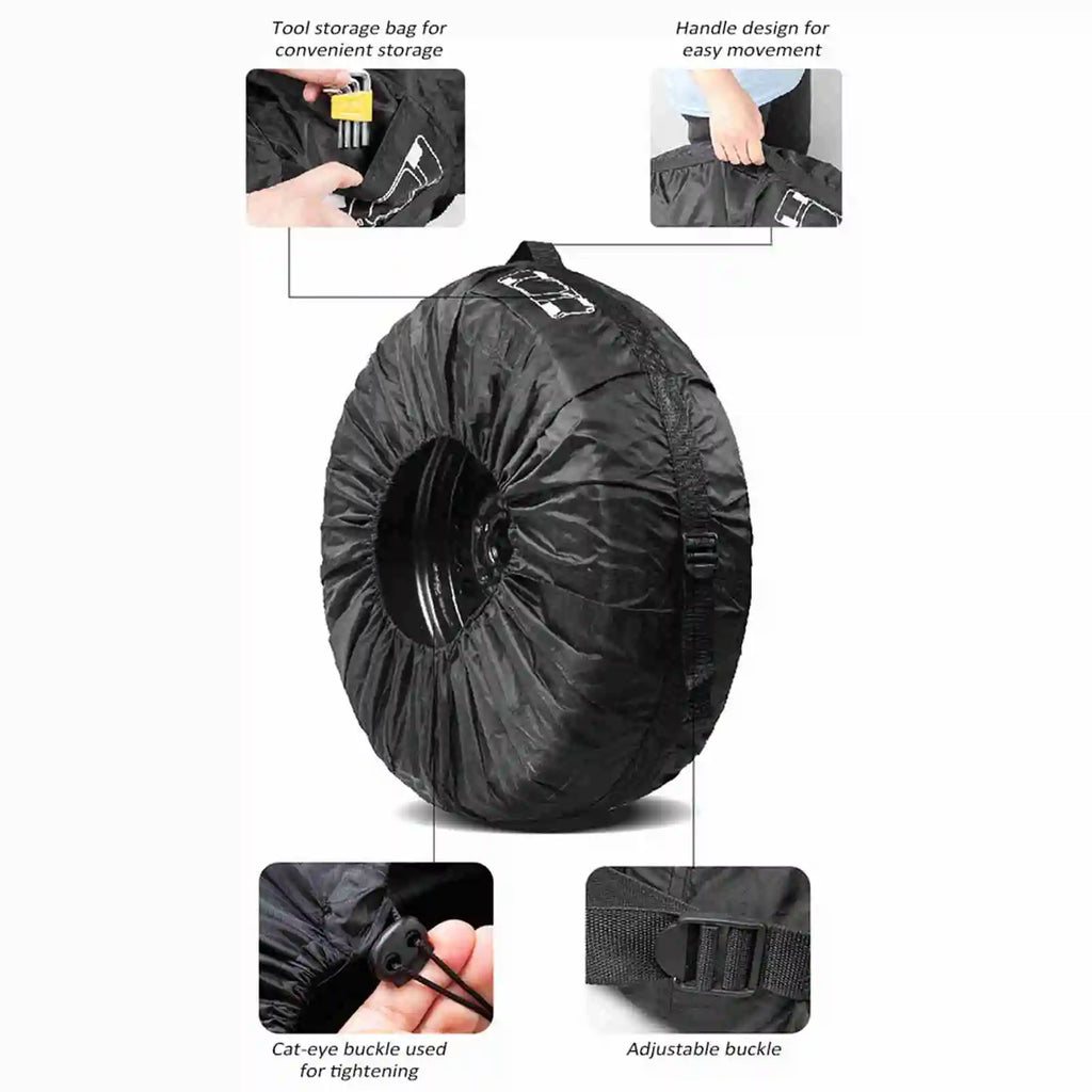 4pcs Waterproof Spare Tire Covers, Tire and Wheel Protectors for SUVs, RVs, Trailers, Trucks, Fits Tires 19'' to 23'' Vue