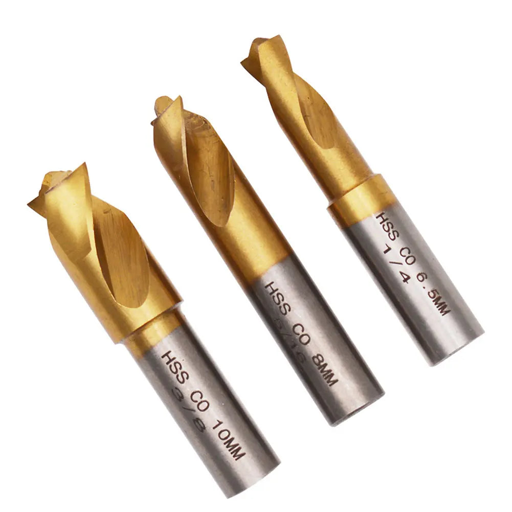 3-Pc Titanium Sawtooth Countersink Spot Weld Drill Bits 6.5-10mm Spot Weld Drill Bits Vue