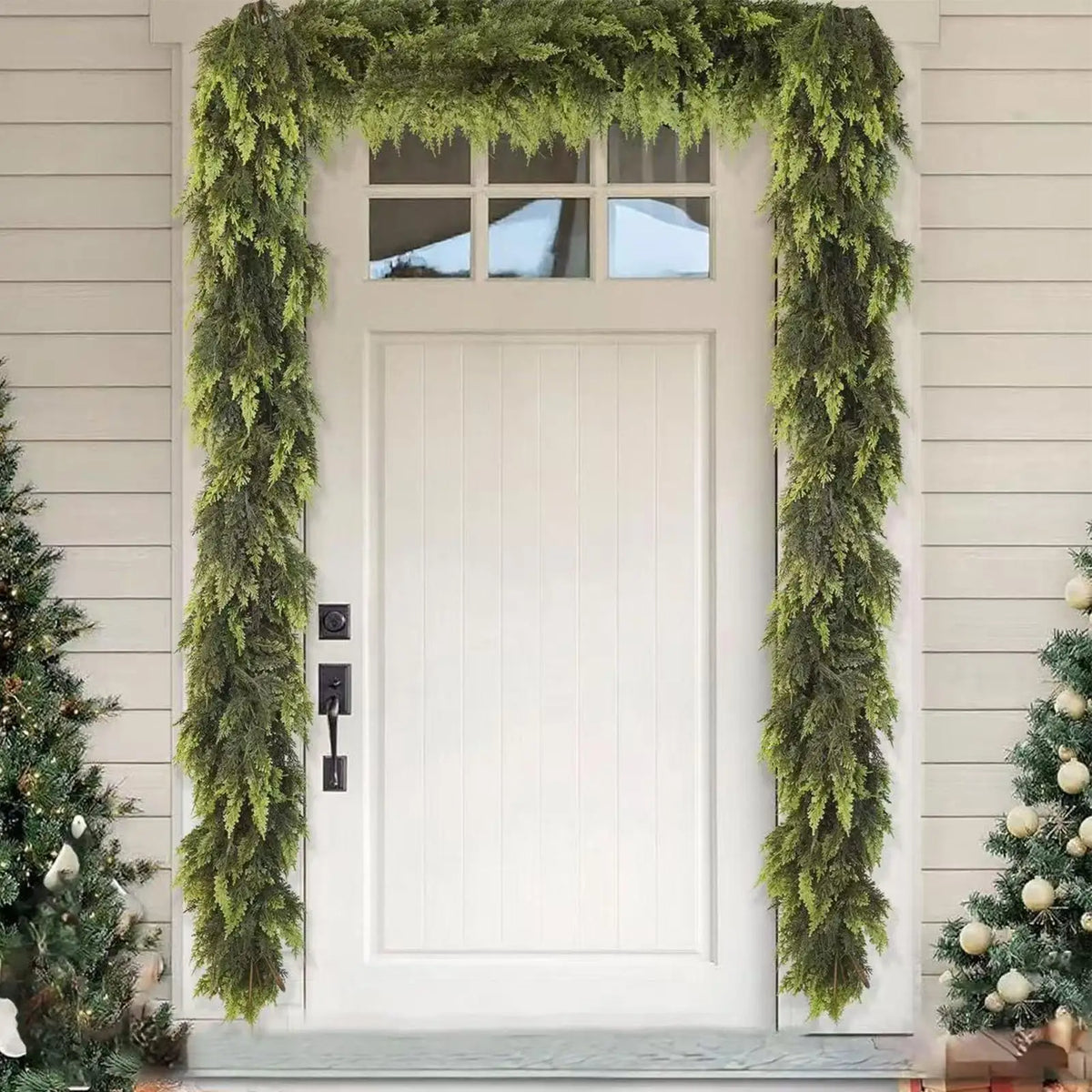 1.5m/1.8m/2.7m Christmas Garland Artificial Greenery Garland Winter Pine Garland for Table Mantle Wall Indoor Outdoor Decoration Vue