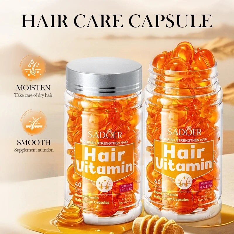 1 Box (40 Capsules) of Hair Care Essential Oil Capsules, Which Can Improve Dry, Frizzy, and Split Ends, Making Hair Smooth and Silky - Home Hair Care Vue