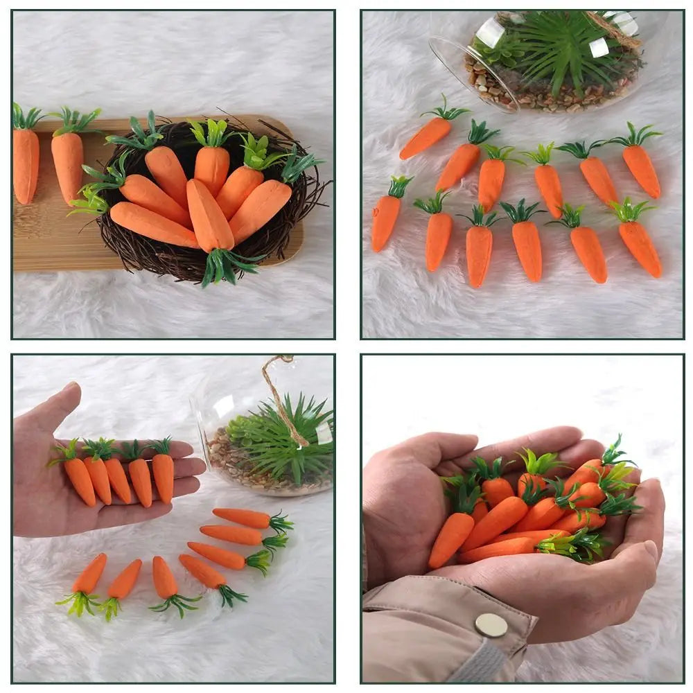 12Pcs Creative Mini Easter Carrots Realistic DIY Craft Easter Carrot Pendant Lightweight Handmade Happy Easter Ornaments Vue