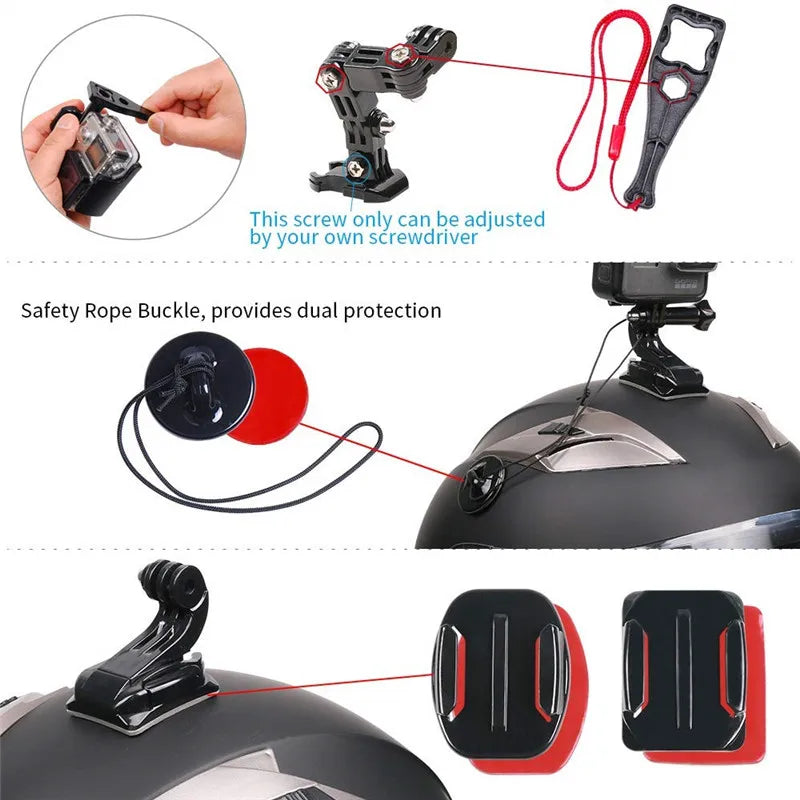 Motorcycle Helmet Kit for GoPro Hero 1110 9 8 7 Action Camera Accessories Set Chin Mount Bracket Bike Chin Mount For Go Pro Vue