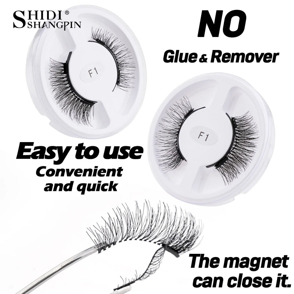 5 Styles 1 boxes Reusable Magnetic Eyelashes Tweezers Set Lash Extension Natural Curler 3-Step Press On False Eyelashes in bulk Vue