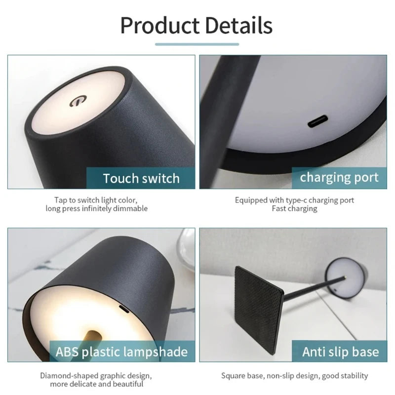 Wireless Table Lamp LED Wine Bottle Base Rechargeable Vases Light Touch Switch Bar Dining Lamp Vue