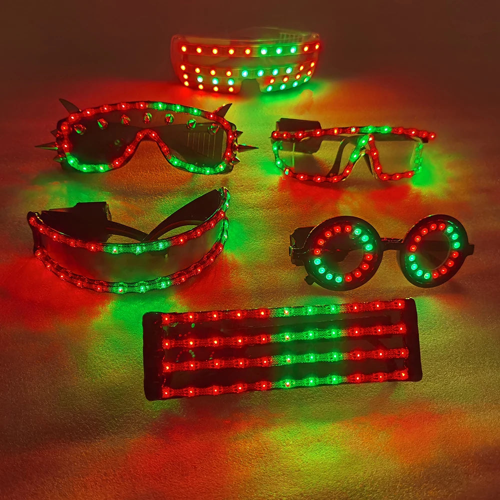 Full Color Remote Control Burst Flashing LED Glow Glasses LED Glasses Rivet Punk Glasses for Christmas Party Vue