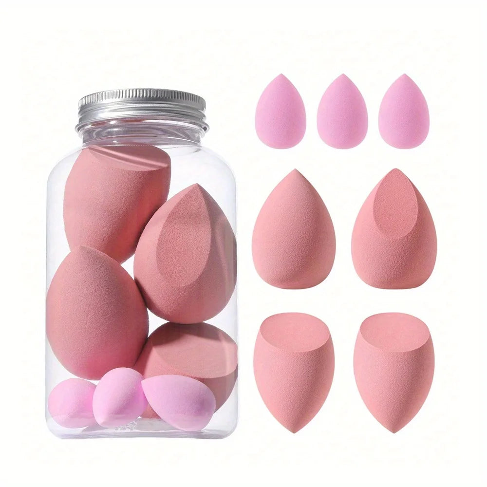 7Pcs Jelly Texture Sponges - Hydrophilic Latex-Free with Portable Jar | Hypoallergenic Makeup Kit for Sensitive Skin All Skins Vue 7PCS-FPTZ-Pink1