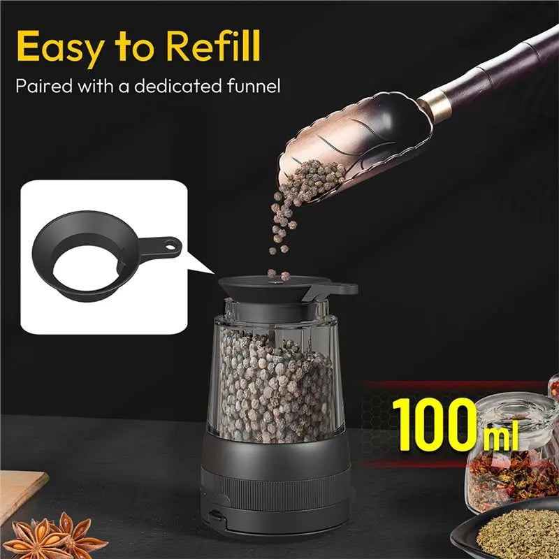ABKW-Salt And Pepper Grinder Set Rechargeable Salt Grinder Automatic Pepper Grinder With Base Vue