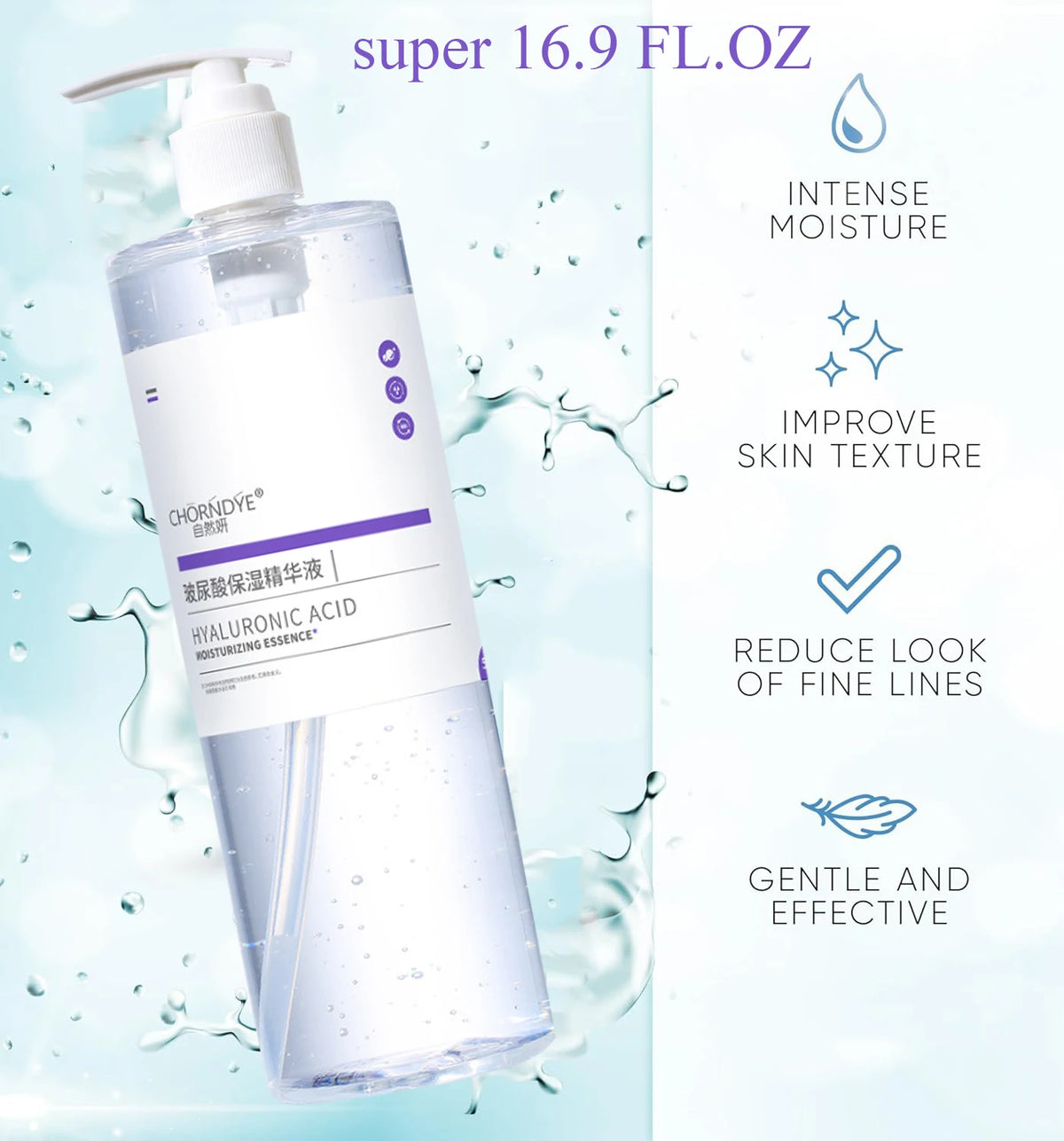 500ml Hyaluronic Acid Deep Hydration Cooling for Face,Hydration Booster,Refreshing Lightweight Texture Korean Glass Skin Care Vue