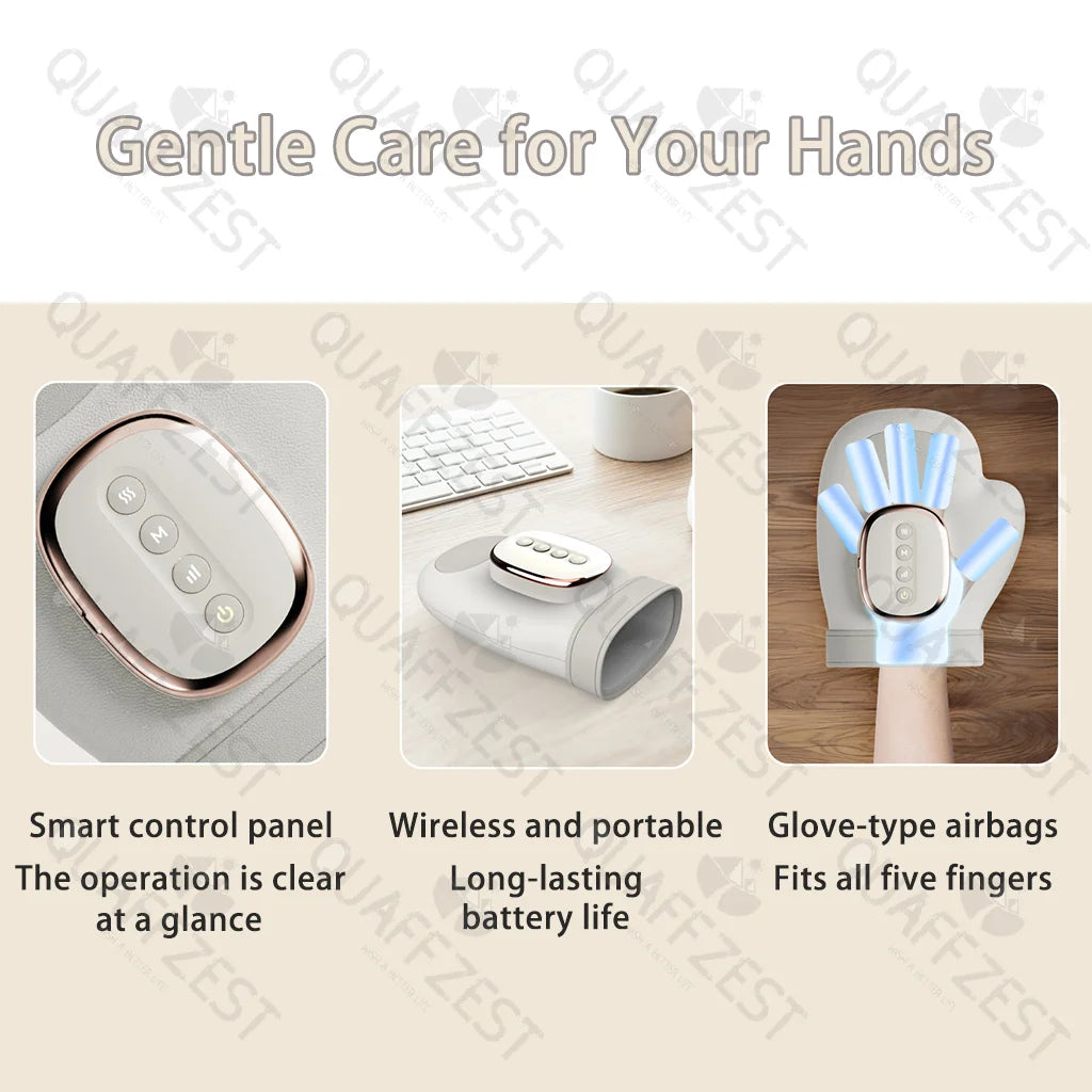 Electric Hand Massager with Airbag Compress Carpal Tunnel Wrist Finger Massagers Portable Vibrating Gloves Kneading Rollers Vue